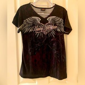 Harley Davidson Dark Angel Wing Purple and Black Tee